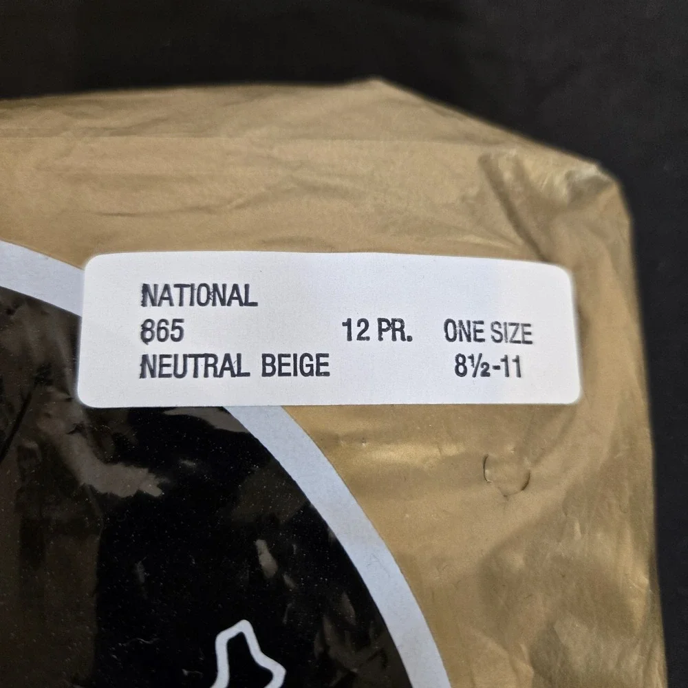 Vtg Nationals Hosiery 865 knee-hi 12 pr OS Neutral Beige Deadstock NWT Mod Era